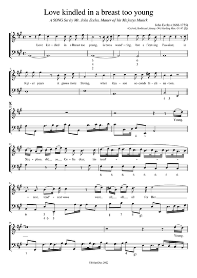 Love kindled in a breast too young (arr. Early Music Scores)
