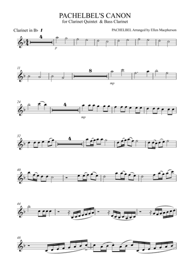 Pachelbel's Cannon - for Clarinet Quintet & Bass Clarinet (arr. Ellen Macpherson)