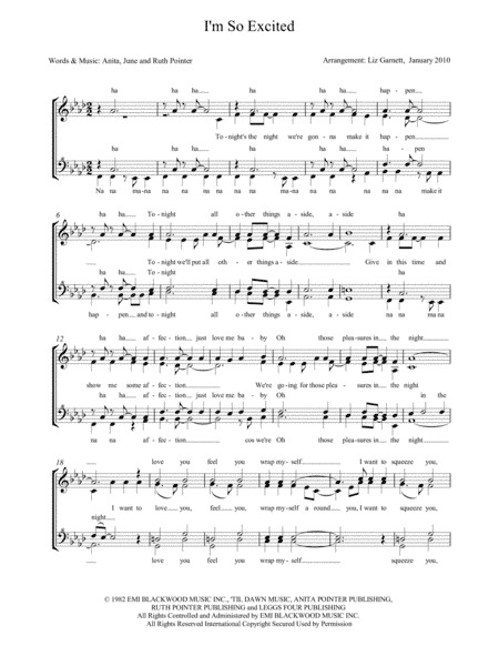 I'm So Excited (arr. Liz Garnett)