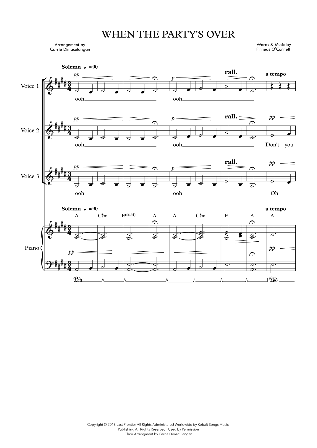 When The Party's Over (arr. Carrie Dimaculangan)