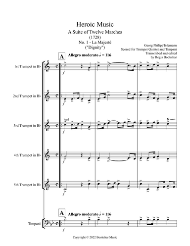 Heroic Music - A Suite of Twelve Marches (Complete) (Trumpet Quintet, Timpani) (arr. Regis Bookshar)