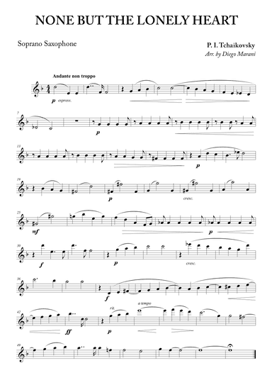 None but the Lonely Heart for Saxophone Quartet (arr. Diego Marani)