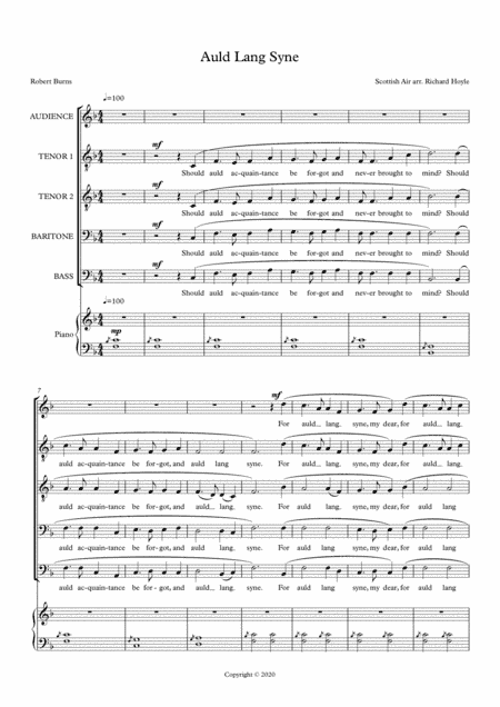 Auld Lang Syne (ttbb) (arr. Richard Hoyle)