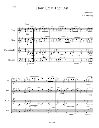 How Great Thou Art (Woodwind Quartet) (arr. B. C. Dockery)