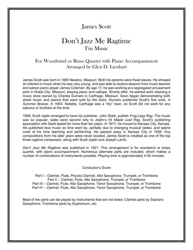 Don't Jazz Me Ragtime (Quartet) (arr. Glen D. Lienhart)