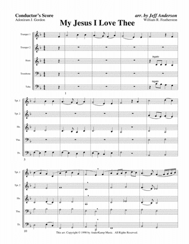 My Jesus I Love Thee for Brass Quintet (arr. Jeff D. Anderson)