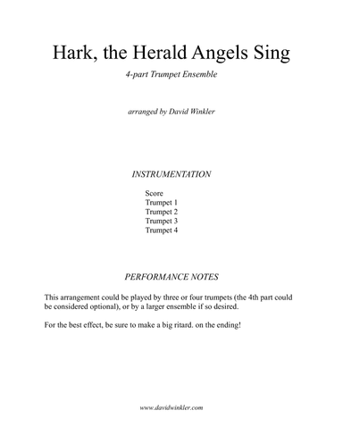 Hark, the Herald Angels Sing (trumpet ensemble) (arr. David Winkler)