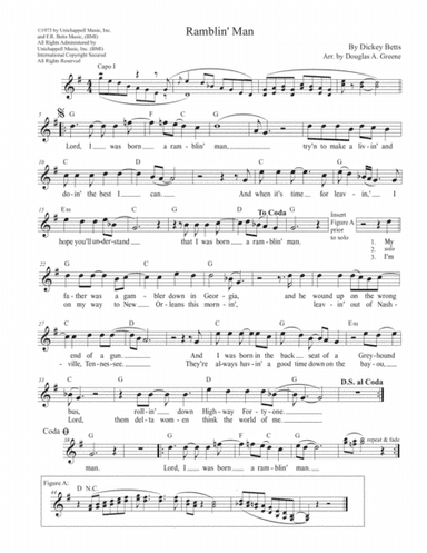 Ramblin' Man (arr. Arranged by Douglas A. Greene)