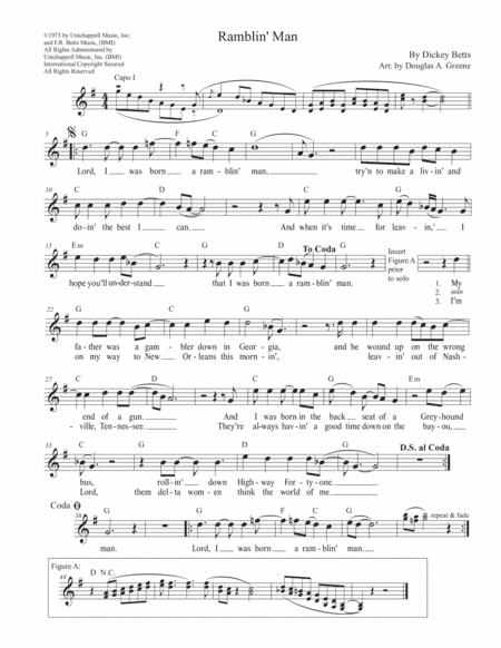 Ramblin' Man (arr. Arranged by Douglas A. Greene)
