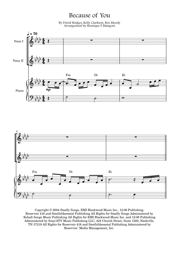Because Of You (arr. Henrique F Mangoni)