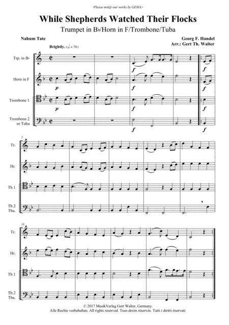 While Shepherds Watched Their Flocks (arr. Gert Th. Walter)