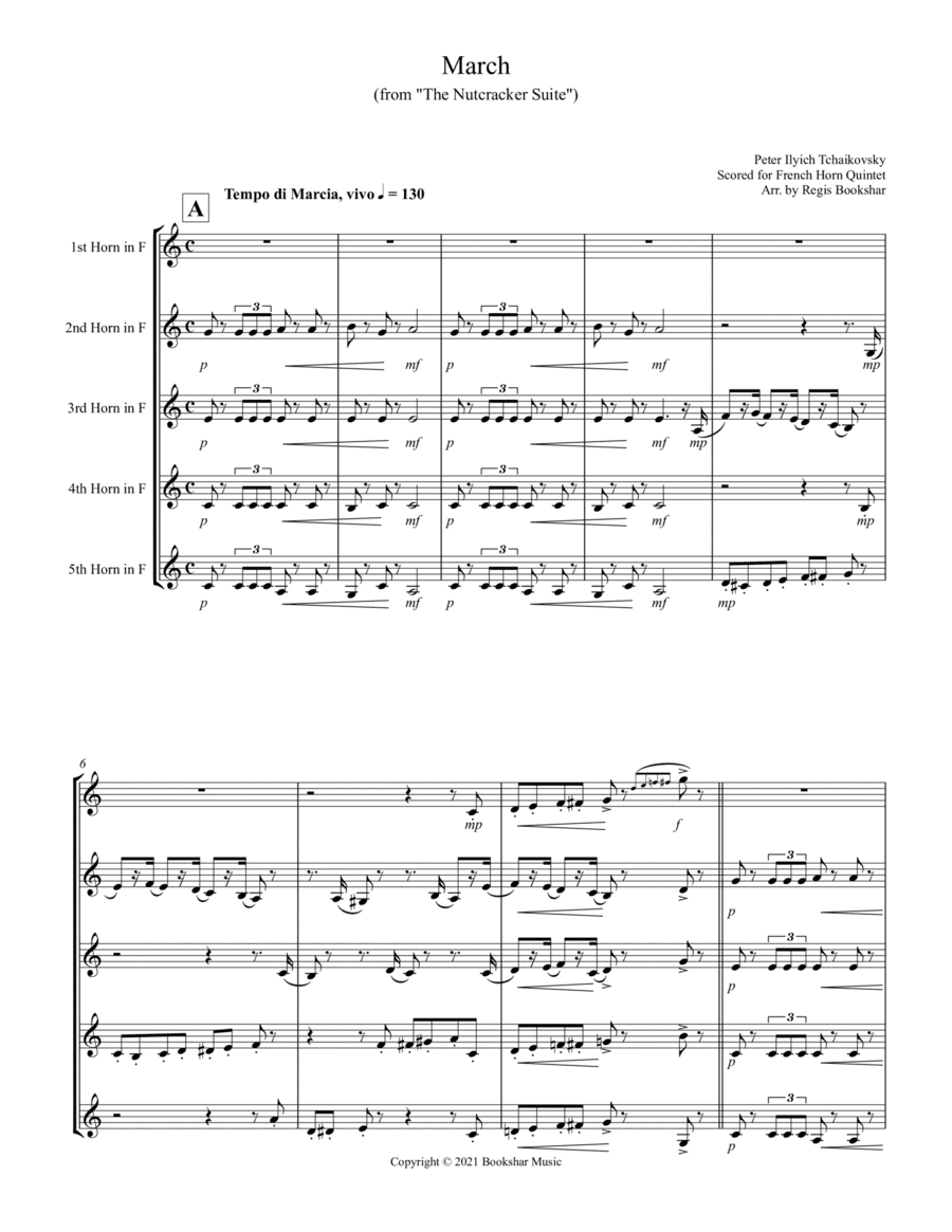 March (from "The Nutcracker Suite") (F) (French Horn Quintet) (arr. Regis Bookshar)