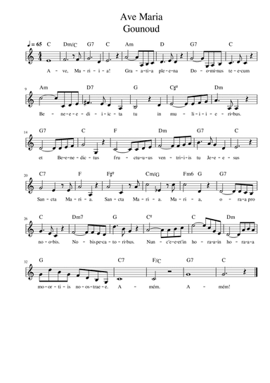 Ave Maria - Gounoud - main melody with chords (arr. Marianus)
