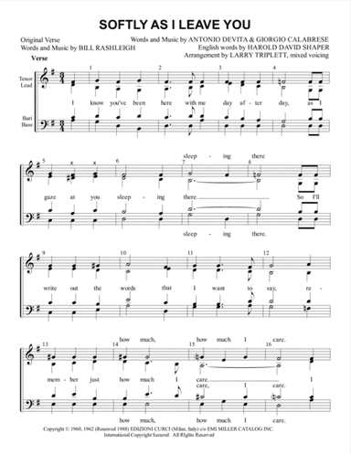 Softly As I Leave You (arr. Larry Triplett)