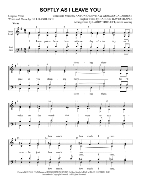 Softly As I Leave You (arr. Larry Triplett)