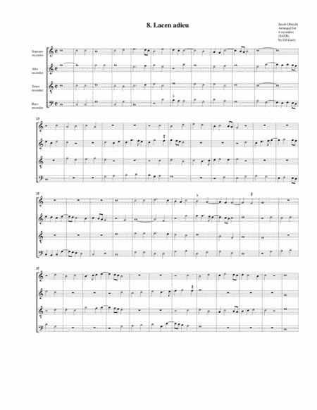 Lacen adieu (arrangement for 4 recorders) (arr. Gil Garty)