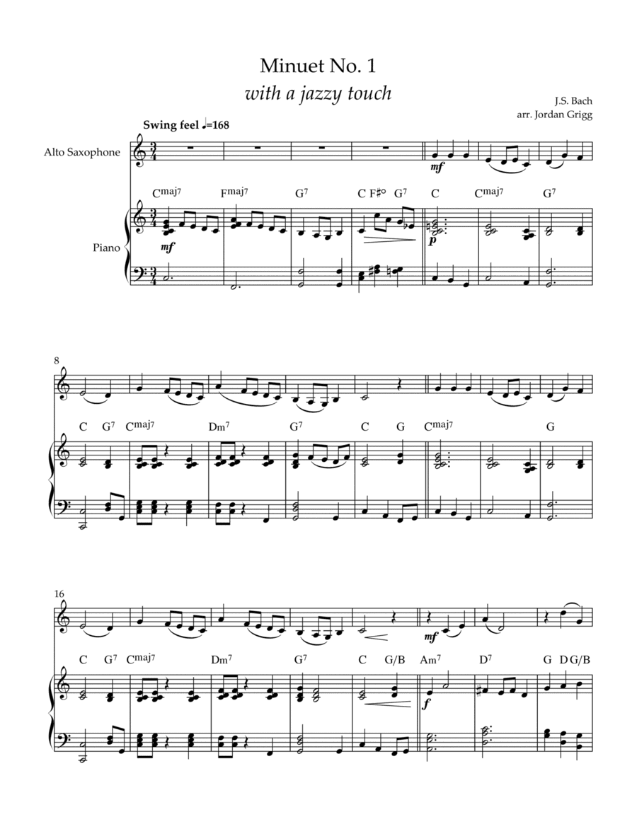 Minuet No 1 with a jazzy touch2 (arr. Jordan Grigg)
