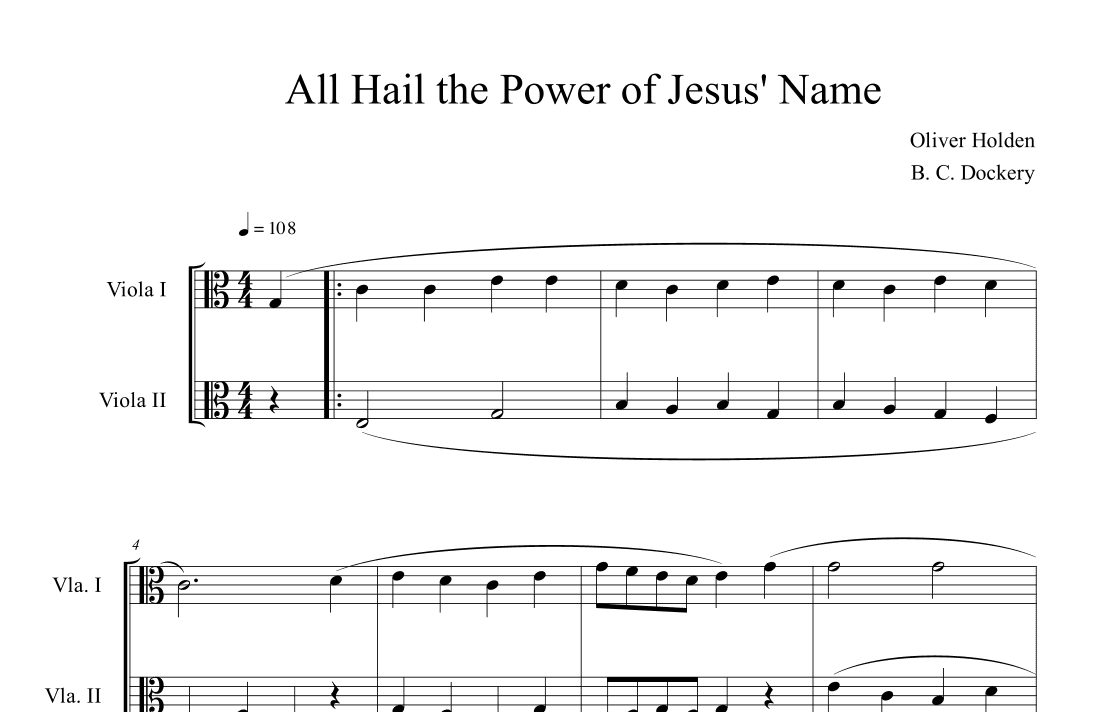 All Hail the Power of Jesus' Name (Viola Duet) (arr. B. C. Dockery)