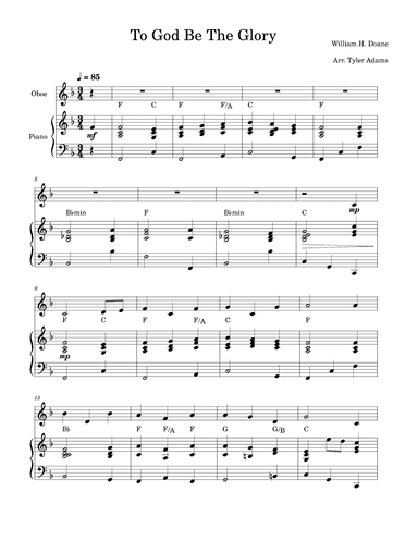 To God Be The Glory (Oboe Solo and Piano) (arr. Tyler Adams)