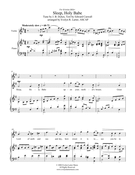 Sleep, Holy Babe (arr. Evelyn Larter Music)
