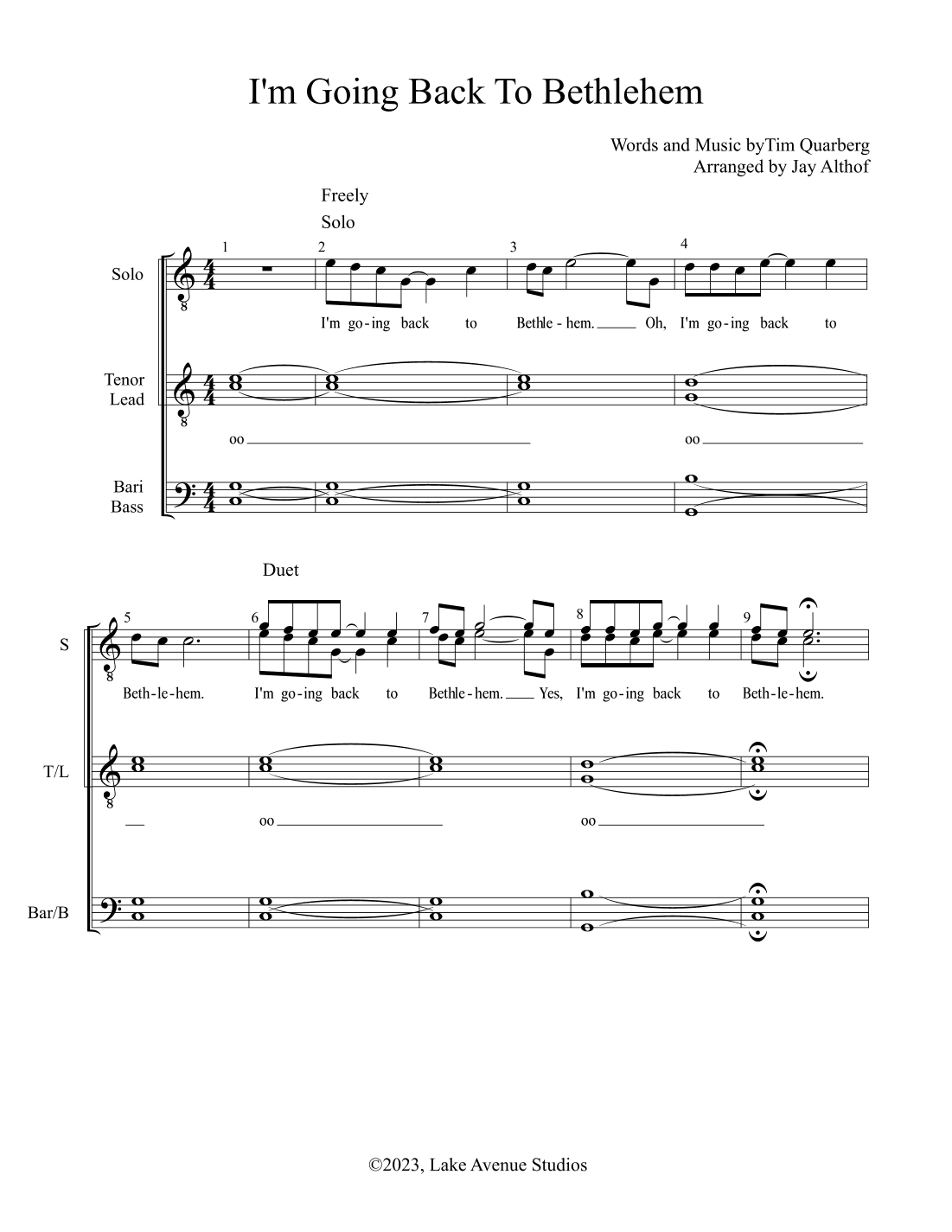 I'm Going Back To Bethlehem