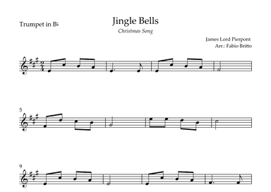 Jingle Bells (Christmas Song) for Trumpet in Bb Solo (arr. Fabio Britto)