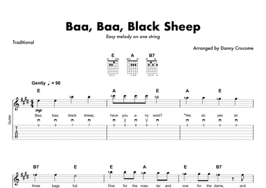 Baa, Baa, Black Sheep (one string melody) (arr. Danny Crocome)
