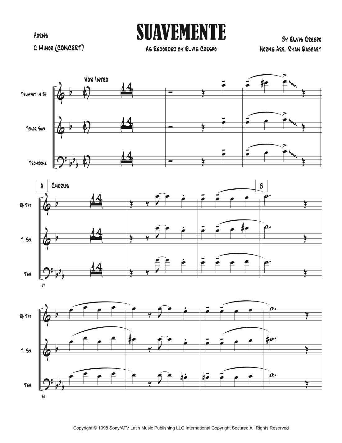 Suavemente (arr. Ryan Gabbart)