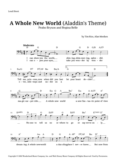 A Whole New World (aladdin's Theme) (arr. Langanho)