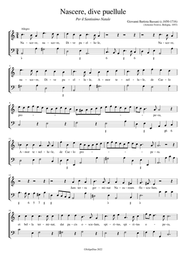 Nascere dive puellule (arr. Early Music Scores)