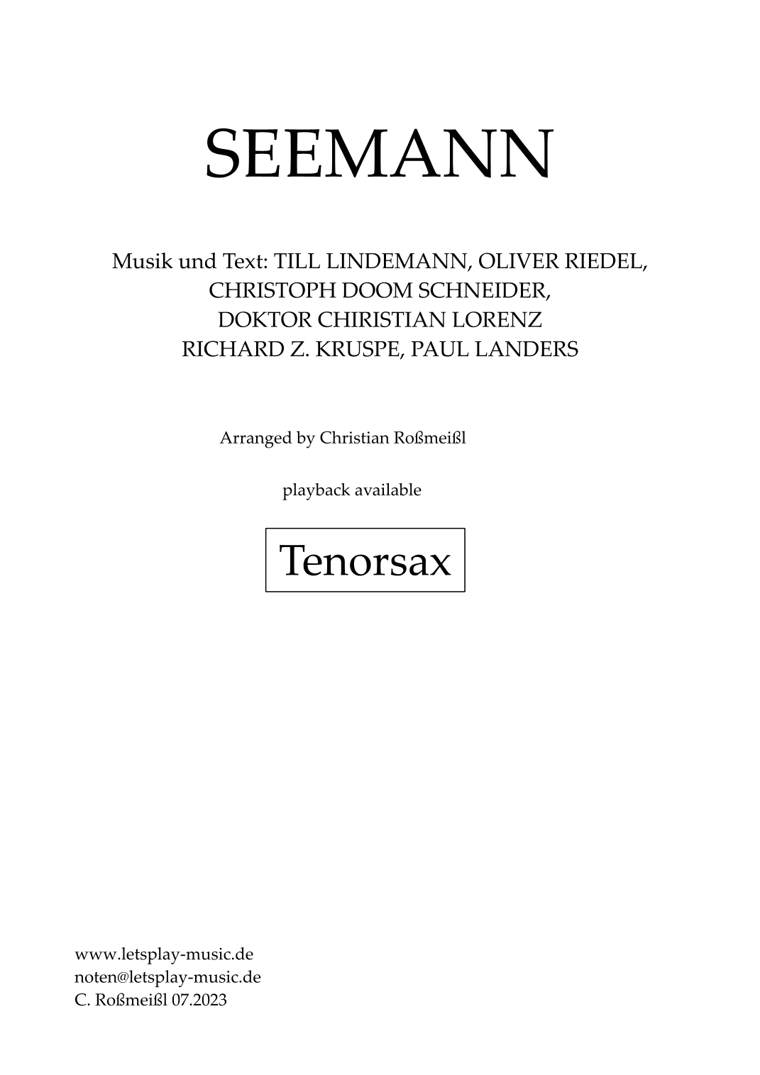Seemann (arr. Christian Roßmeißl)