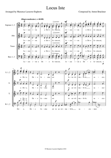 Locus Iste (Bruckner) for 6 voices (SSATBB) (arr. Maxence Lasserre-Engberts)