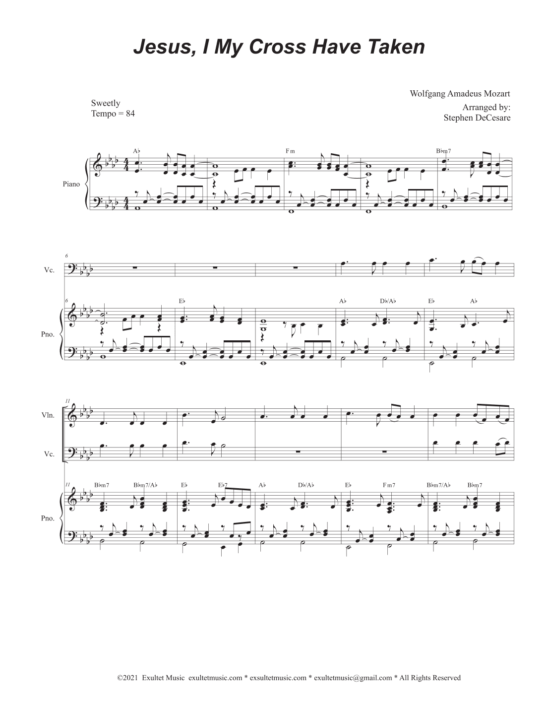 Jesus, I My Cross Have Taken (Duet for Violin and Cello) (arr. Stephen DeCesare)