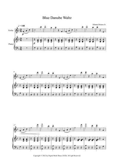 Blue Danube Waltz - Johann Strauss Jr. (Violin + Piano) (arr. Digital Book Music)
