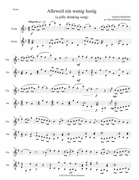 Variations on Alleweil ein wenig lustig for violin and guitar (arr. David Warin Solomons)