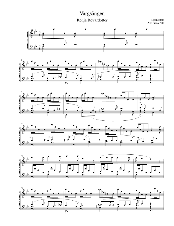 Vargsangen (arr. Piano Palt)