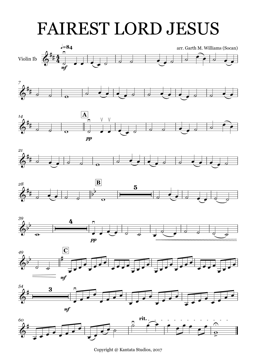 FAIREST LORD JESUS FOR FULL ORCHESTRA (arr. Garth M. Williams (Socan))