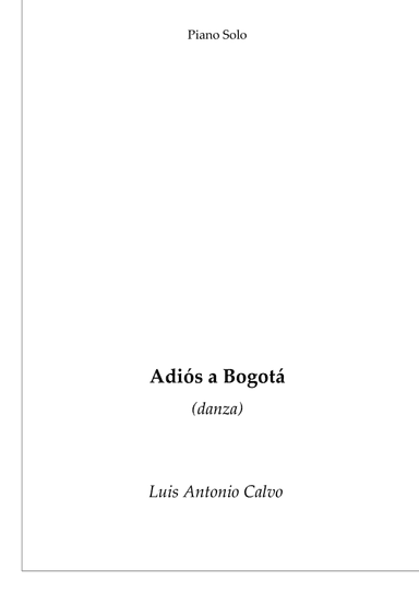 Adiós a Bogotá (piano solo) (arr. Passoni Music)