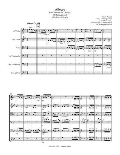 Allegro (from "Sonata for Trumpet") (Bb) (String Sextet - 2 Violins, 1 Viola, 2 Cellos, 1 Bass) (Vio (arr. Regis Bookshar)