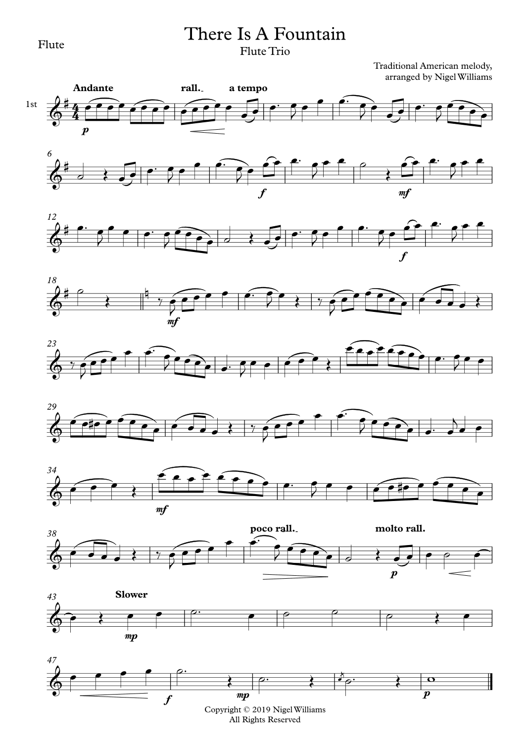 There Is A Fountain, for Flute Trio (arr. Nigel Williams)