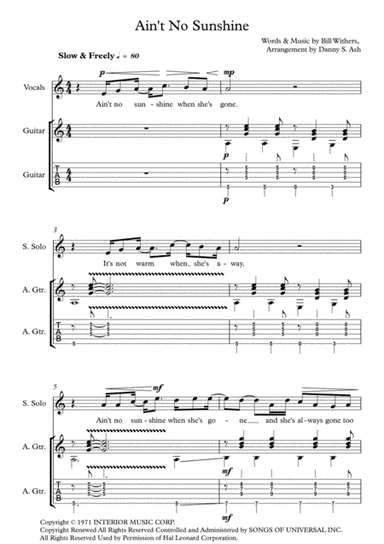 Ain't No Sunshine (arr. Danny S Ash)