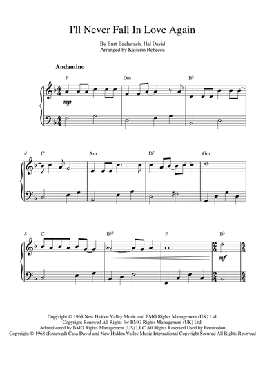 I'll Never Fall In Love Again (arr. Kaiserin Rebecca)