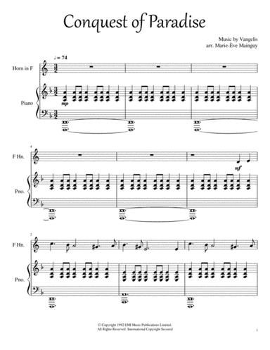 Conquest Of Paradise (arr. Marie-Ève Mainguy)
