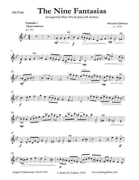Gibbons: The Nine Fantasias for Flute Trio (arr. James M. Guthrie, ASCAP)