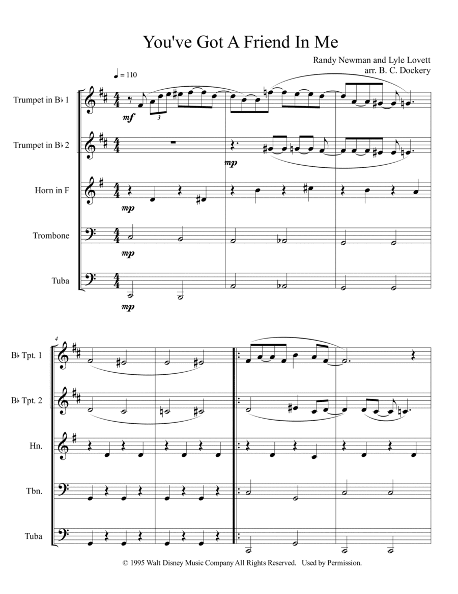 You've Got A Friend In Me (arr. B. C. Dockery)