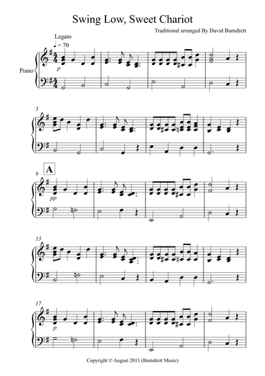 Swing Low, Sweet Chariot for Piano Solo (arr. David Burndrett)