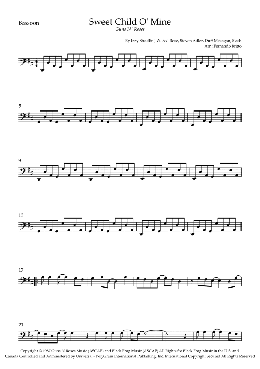 Sweet Child O' Mine (arr. Fernando Britto)