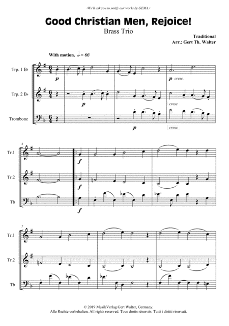 Good Christian Men, Rejoice! (arr. Gert Th. Walter)
