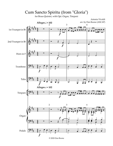 Cum Sancto Spiritu (from Gloria) for Brass Quintet, opt. accomp. (arr. Dan Boone (ASCAP))