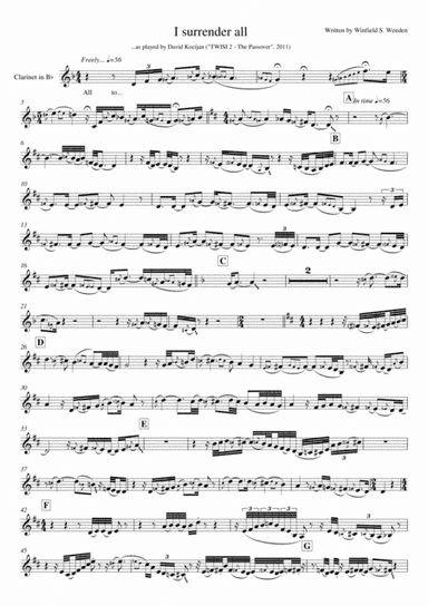 I surrender all (clarinet) (arr. David Kocijan)